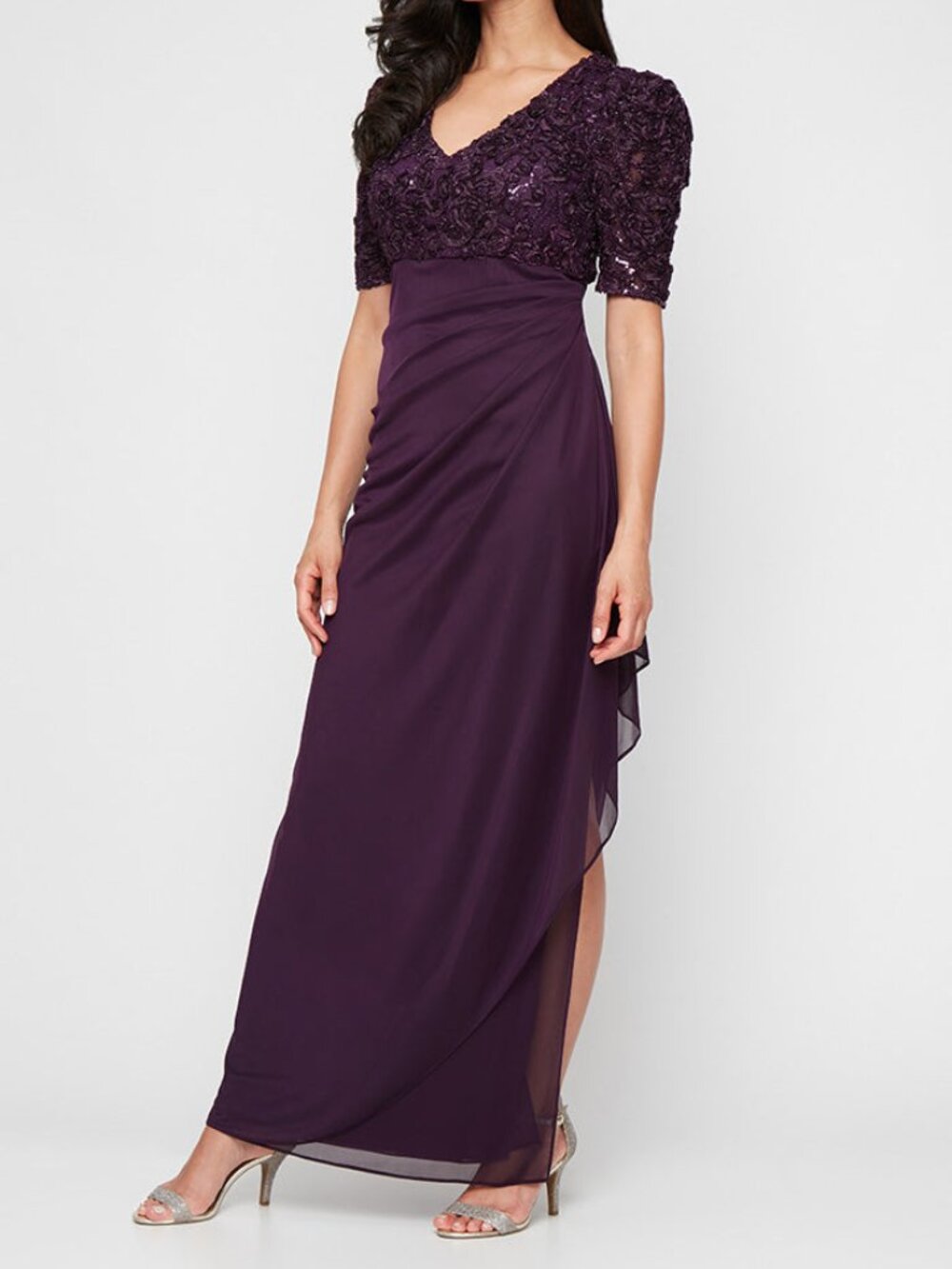 Alex Evenings Deep Plum Formal Dress Women's Sz 14 for Mother of Groom/Bride